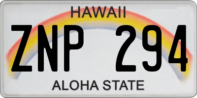 HI license plate ZNP294