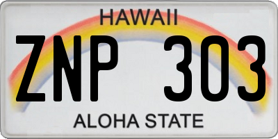HI license plate ZNP303