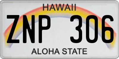 HI license plate ZNP306