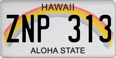 HI license plate ZNP313