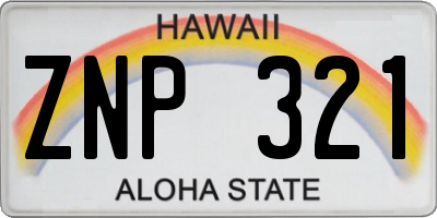 HI license plate ZNP321