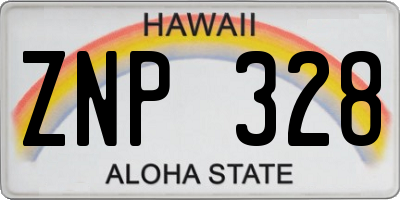HI license plate ZNP328