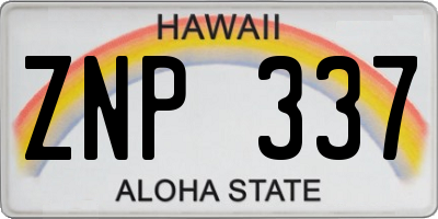 HI license plate ZNP337