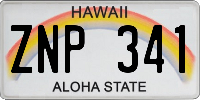 HI license plate ZNP341