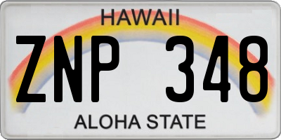 HI license plate ZNP348
