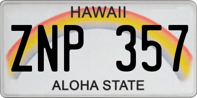 HI license plate ZNP357