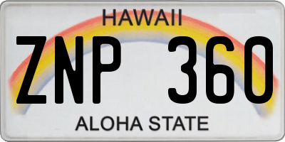 HI license plate ZNP360