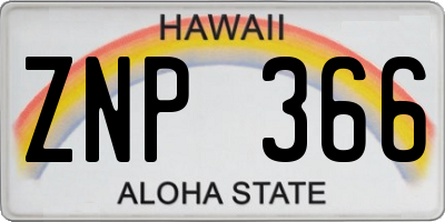 HI license plate ZNP366