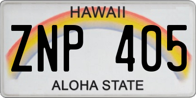 HI license plate ZNP405