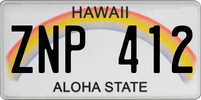 HI license plate ZNP412