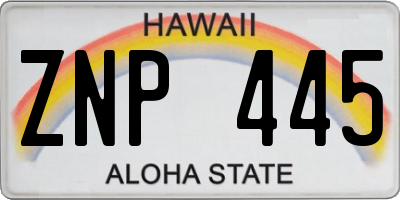 HI license plate ZNP445