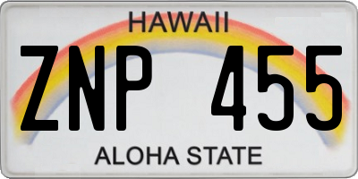 HI license plate ZNP455
