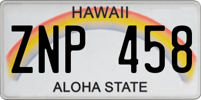 HI license plate ZNP458