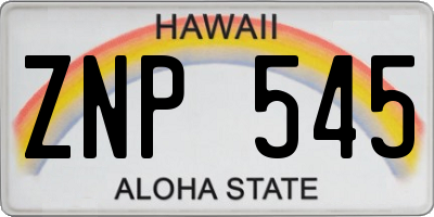 HI license plate ZNP545