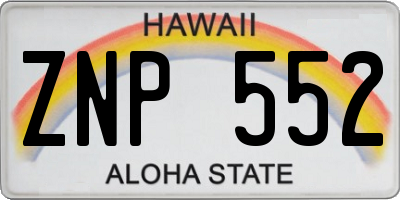 HI license plate ZNP552