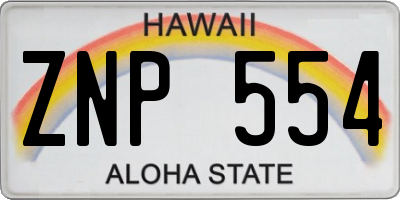 HI license plate ZNP554