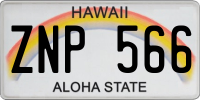 HI license plate ZNP566