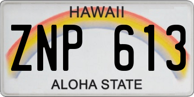 HI license plate ZNP613