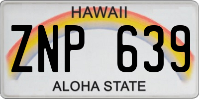 HI license plate ZNP639