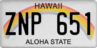 HI license plate ZNP651