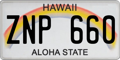 HI license plate ZNP660