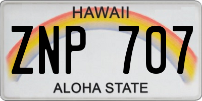 HI license plate ZNP707