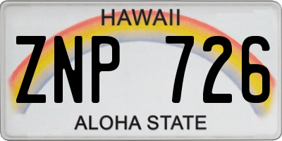 HI license plate ZNP726