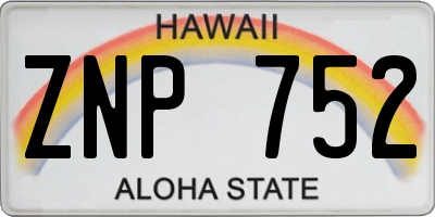 HI license plate ZNP752