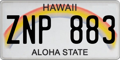 HI license plate ZNP883