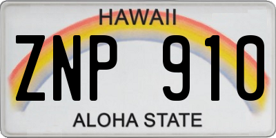 HI license plate ZNP910