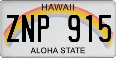 HI license plate ZNP915