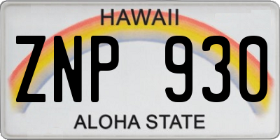 HI license plate ZNP930