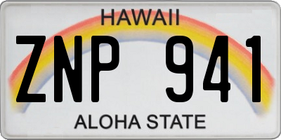 HI license plate ZNP941
