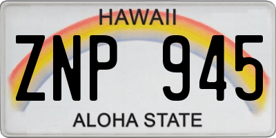 HI license plate ZNP945