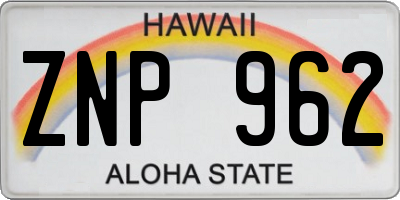 HI license plate ZNP962