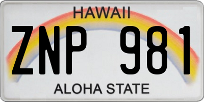 HI license plate ZNP981