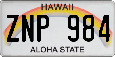 HI license plate ZNP984