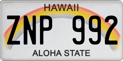 HI license plate ZNP992