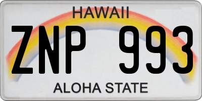 HI license plate ZNP993