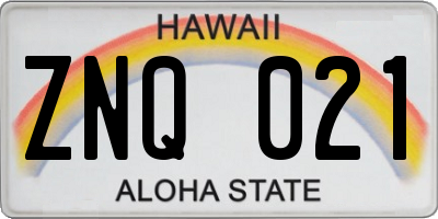 HI license plate ZNQ021