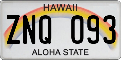 HI license plate ZNQ093