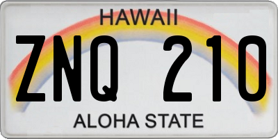HI license plate ZNQ210