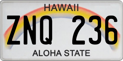 HI license plate ZNQ236