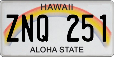 HI license plate ZNQ251