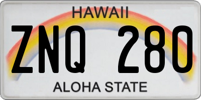 HI license plate ZNQ280