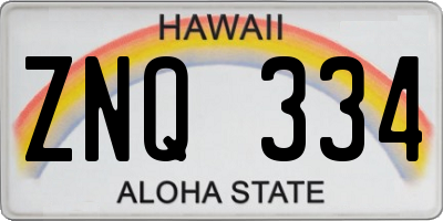 HI license plate ZNQ334
