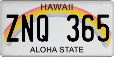 HI license plate ZNQ365
