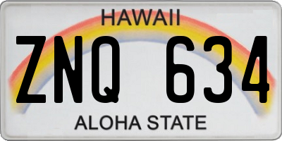 HI license plate ZNQ634