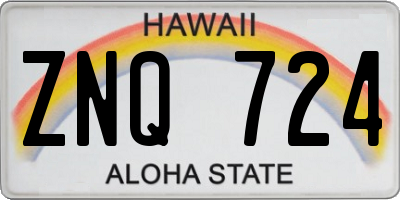 HI license plate ZNQ724