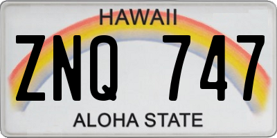 HI license plate ZNQ747